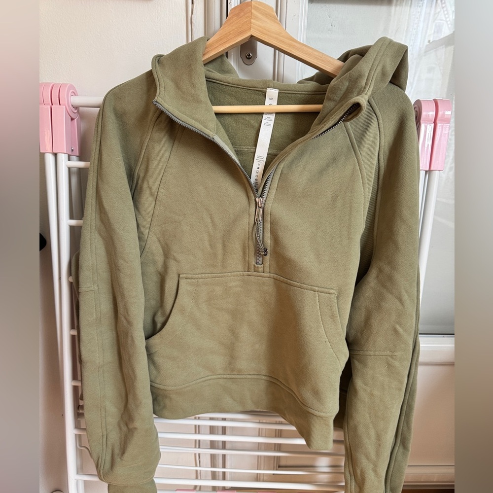 Lululemon Green Cropped Scuba Quarter Zip Hoodie
